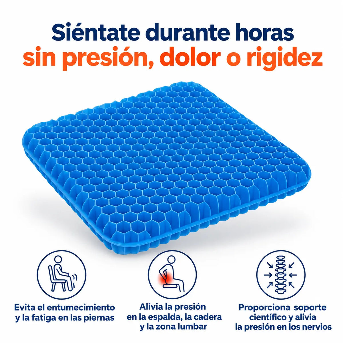 Cojín para reducir la presión y el dolor al pasar horas sentado.