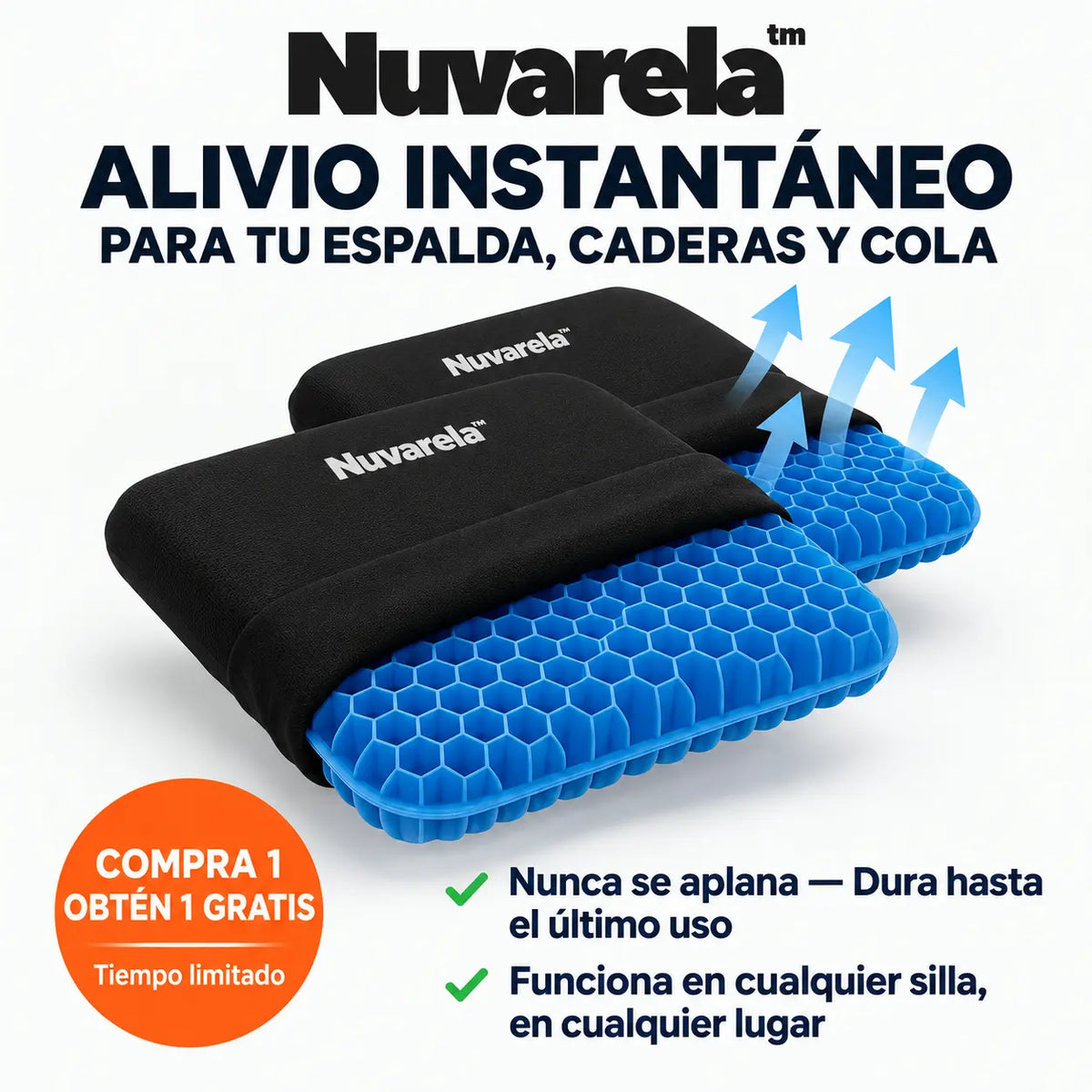 Cojín para reducir la presión y el dolor al pasar horas sentado.